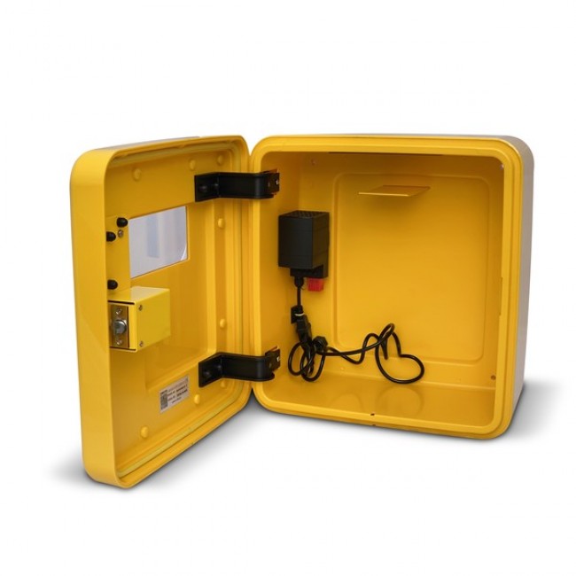 POLYCARBONATE OUTDOOR DEFIBRILLATOR CABINET WITH CODE LOCK, HEATING SYSTEM AND LED LIGHT